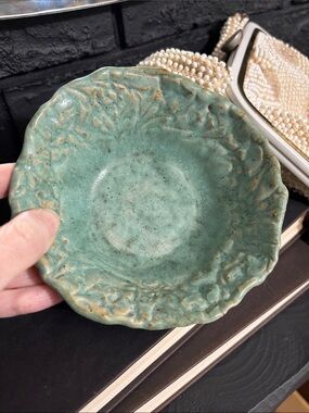 Etta B Pottery Matcha Trinket bowl or dish blue green